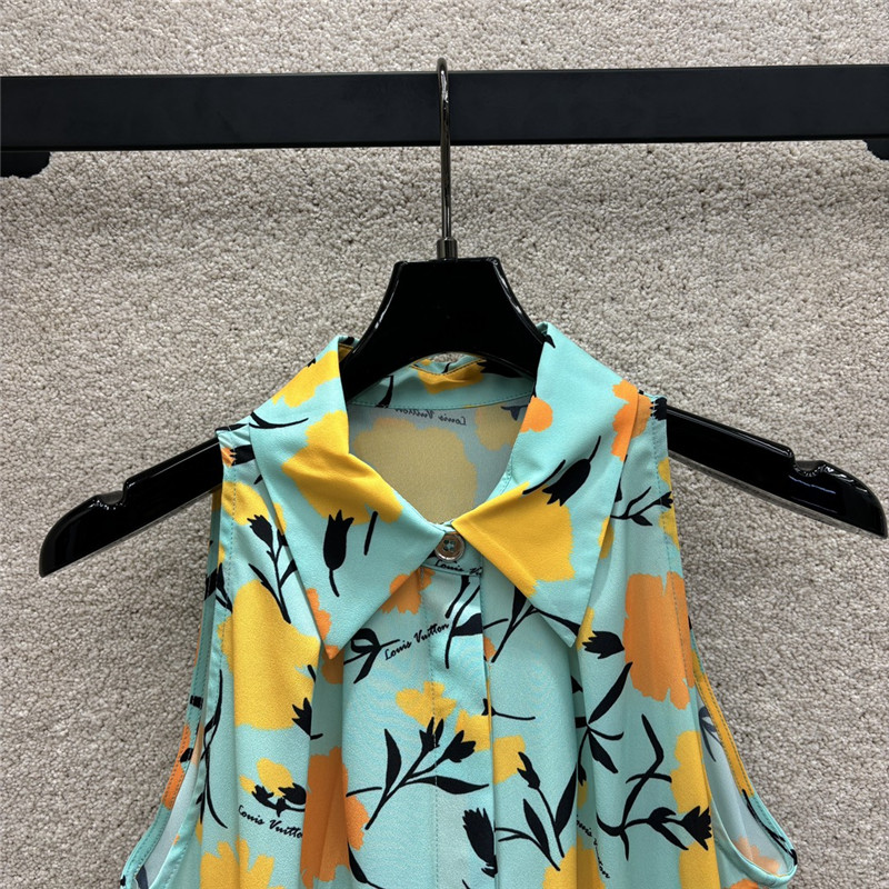 l0vis Vvtt0n lv floral print blue sleeveless dress replica clothes