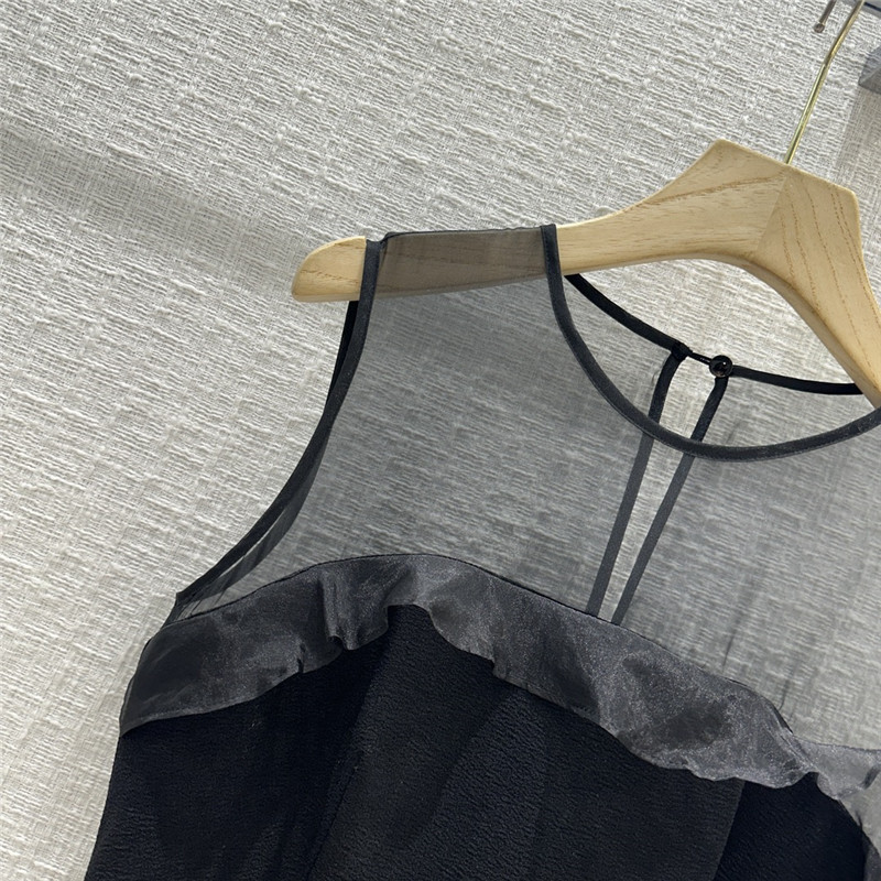 dior tulle stitching lace sleeveless long dress replica clothing