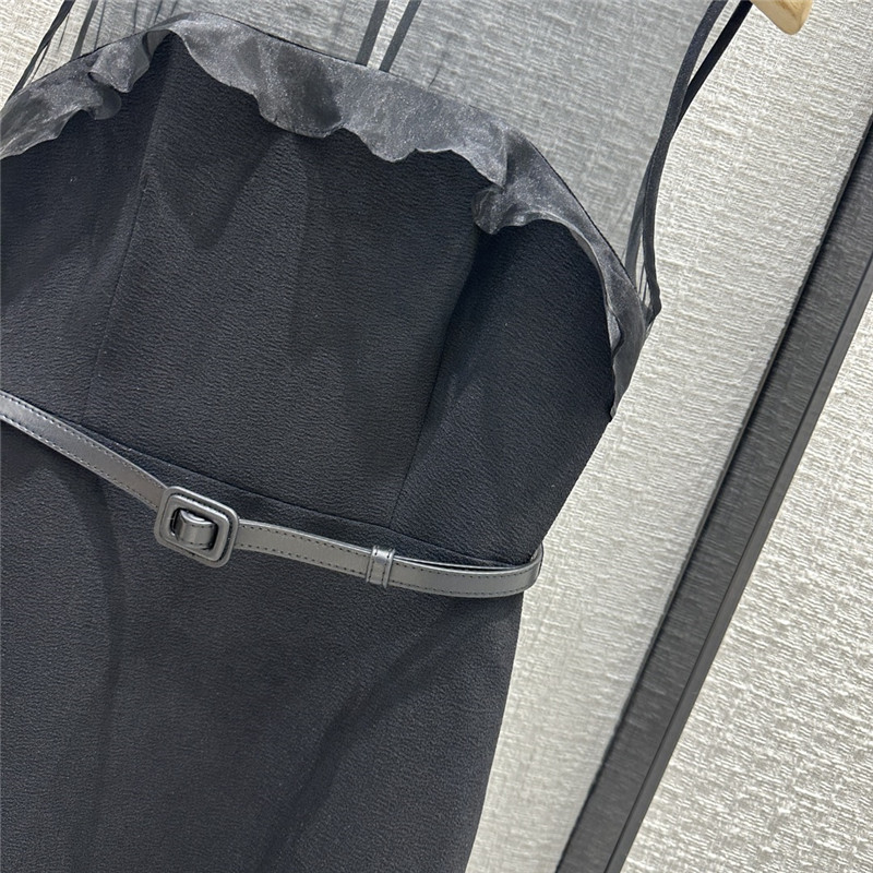 dior tulle stitching lace sleeveless long dress replica clothing