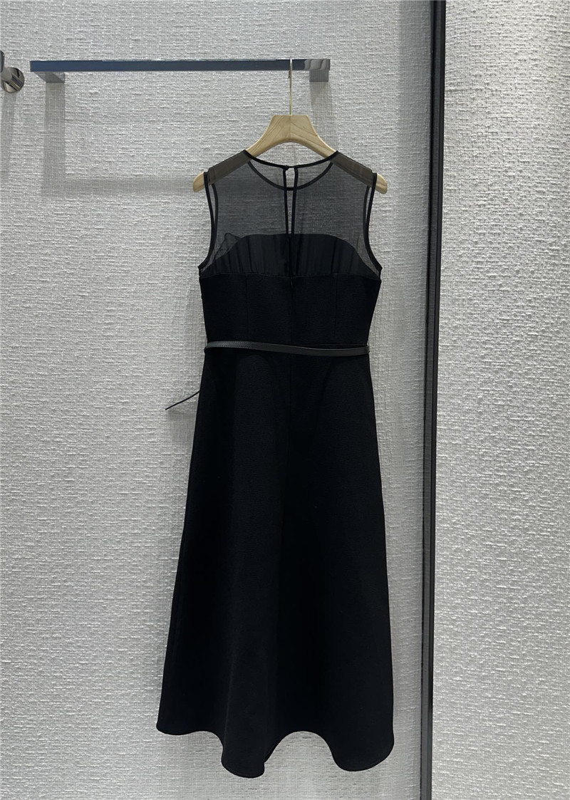 dior tulle stitching lace sleeveless long dress replica clothing