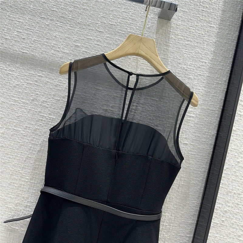 dior tulle stitching lace sleeveless long dress replica clothing