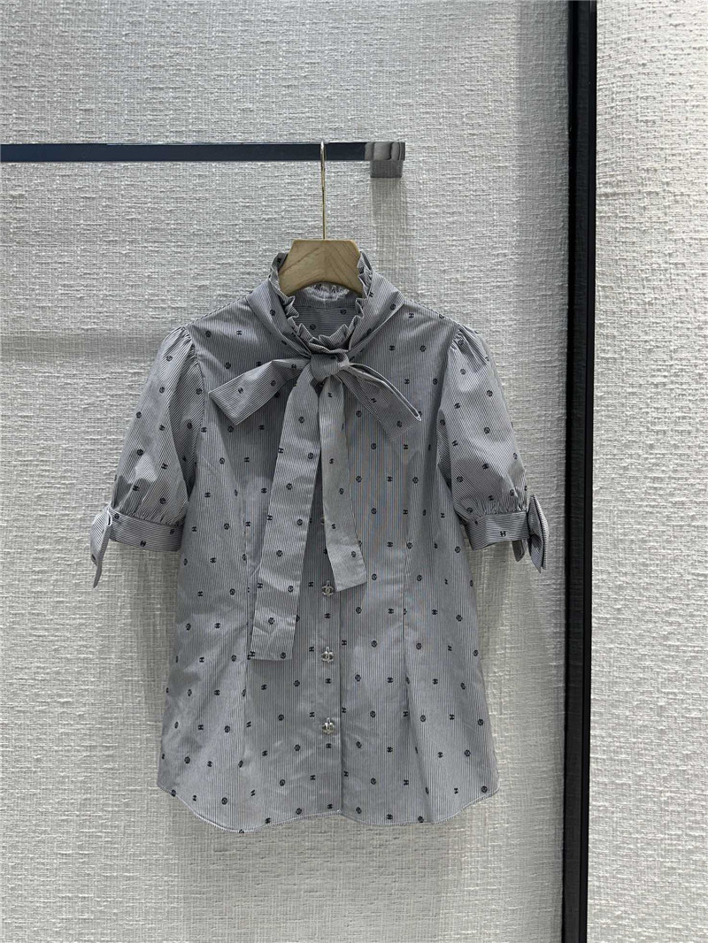 Dior Greyish-white Polka Dot Short-sleeved Shirt