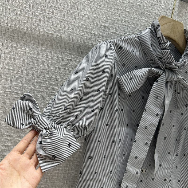Dior Greyish-white Polka Dot Short-sleeved Shirt