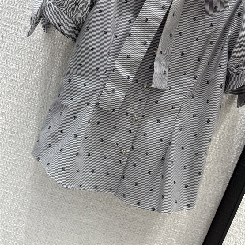 Dior Greyish-white Polka Dot Short-sleeved Shirt