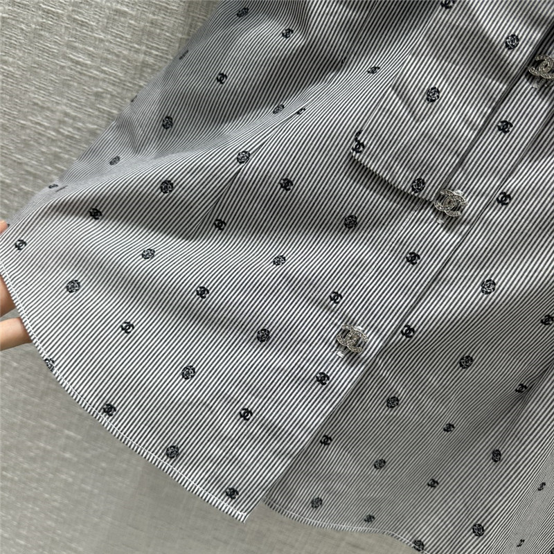 Dior Greyish-white Polka Dot Short-sleeved Shirt