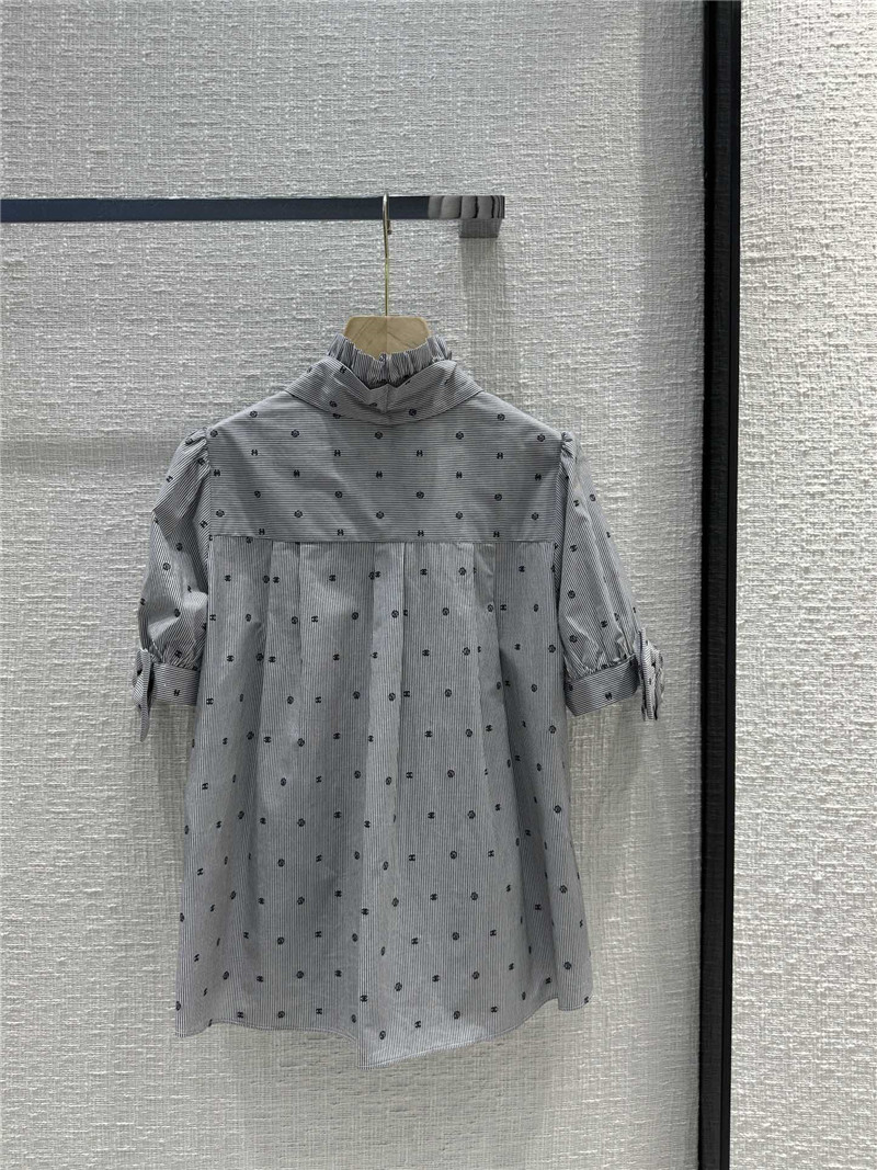 Dior Greyish-white Polka Dot Short-sleeved Shirt
