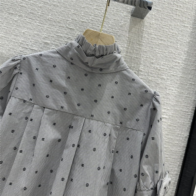 Dior Greyish-white Polka Dot Short-sleeved Shirt