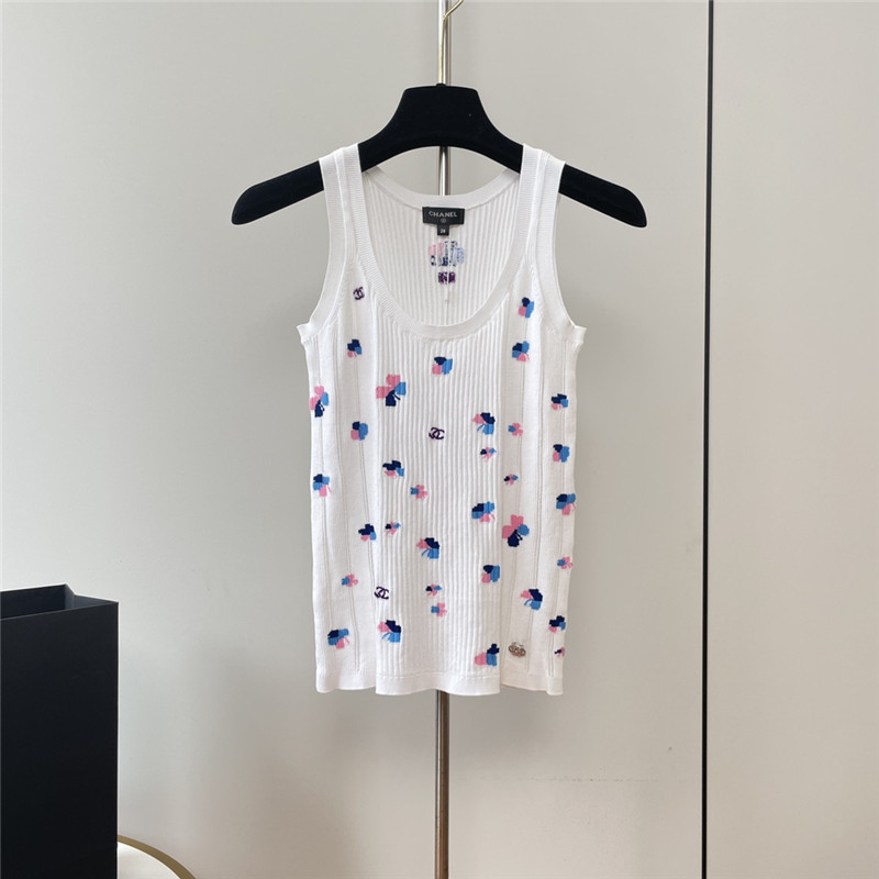 Ch**el cable knitted jacquard vest replica clothes