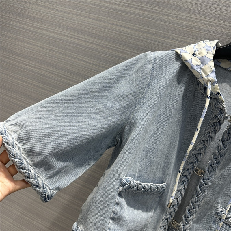 Ch**el denim blue jeans suit replica designer clothes