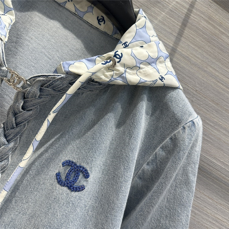 Ch**el denim blue jeans suit replica designer clothes