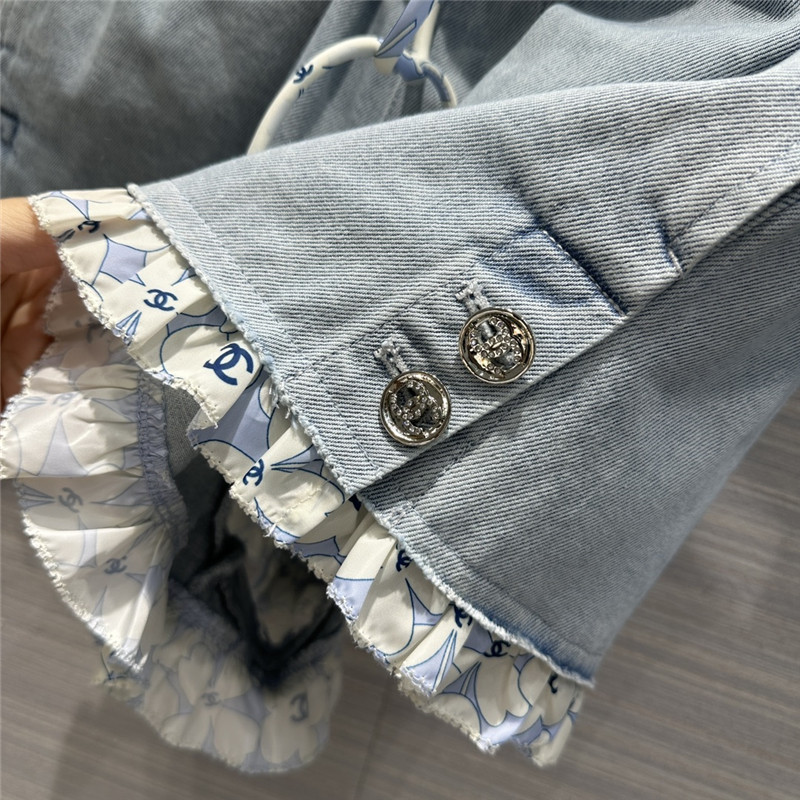 Ch**el denim blue jeans suit replica designer clothes