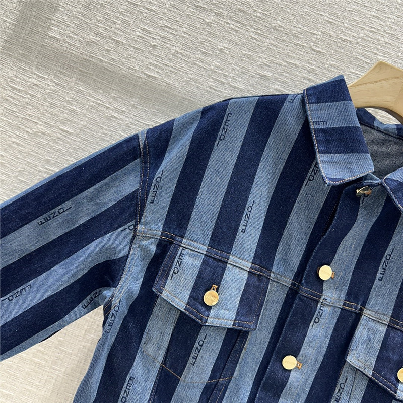 F**di colorblock vertical striped denim jacket replica clothes
