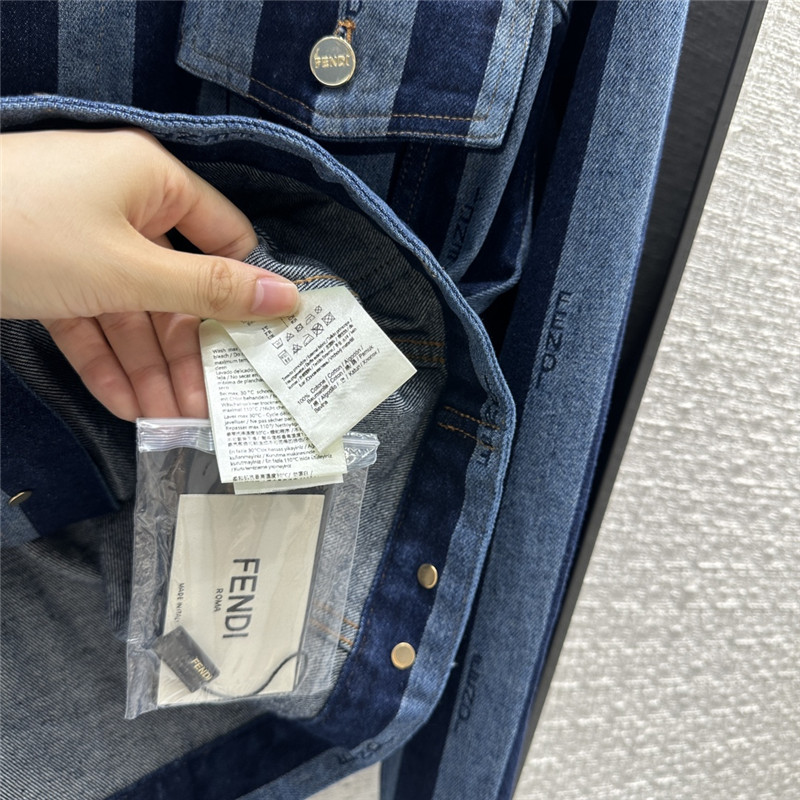 F**di colorblock vertical striped denim jacket replica clothes