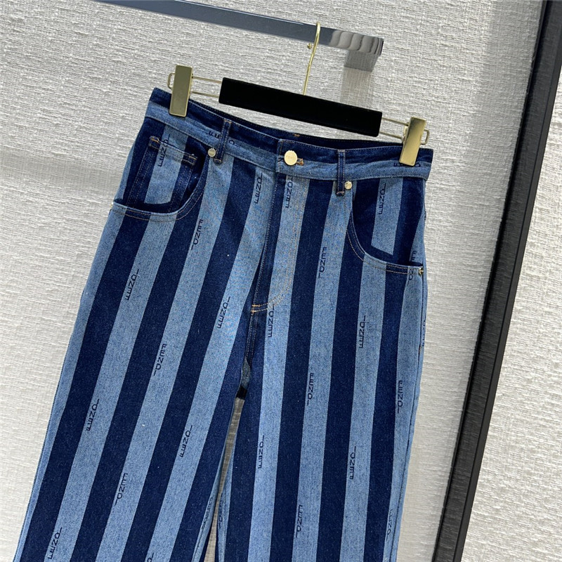 F**di colorblock vertical stripes straight jeans replica clothes