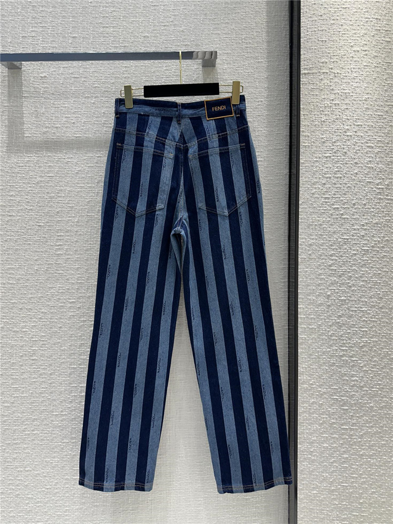 F**di colorblock vertical stripes straight jeans replica clothes