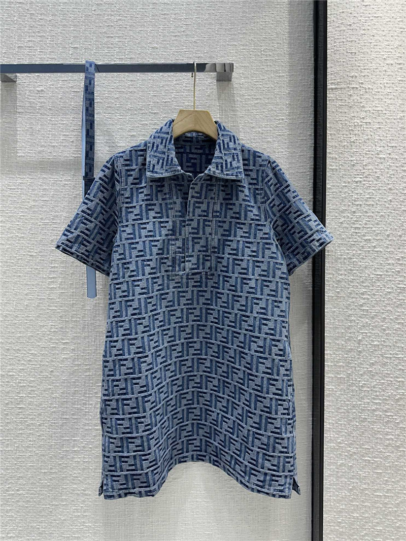 Fendi short sleeve denim dress replica d&g clothing