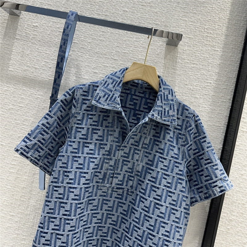 F**di short sleeve denim dress replica d&g clothing