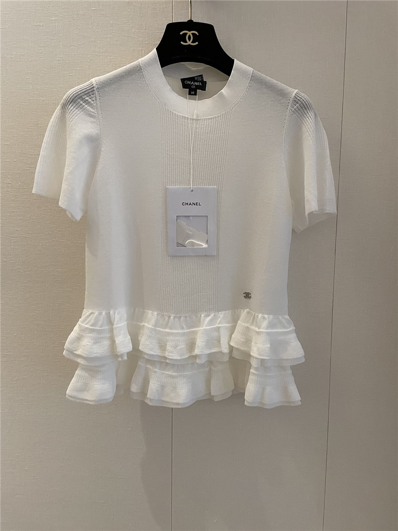 Chanel ruffle design short sleeves replica designer clothes