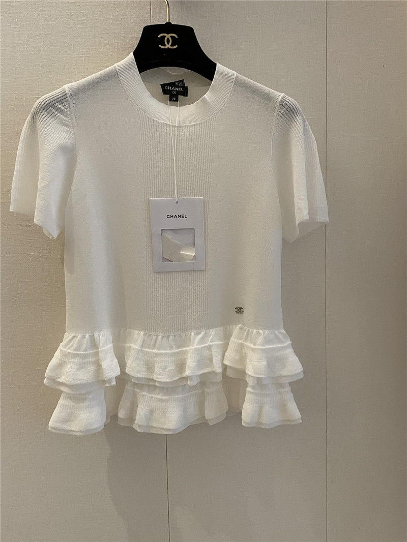 Chanel ruffle design short sleeves replica designer clothes