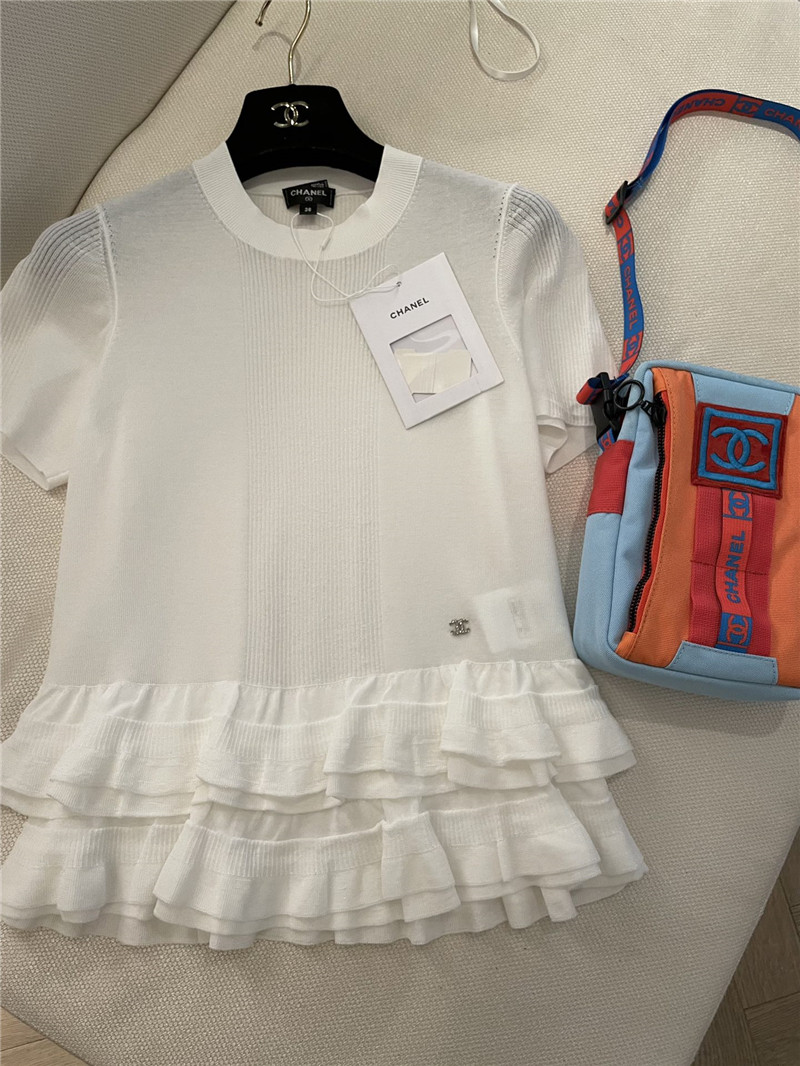 Chanel ruffle design short sleeves replica designer clothes