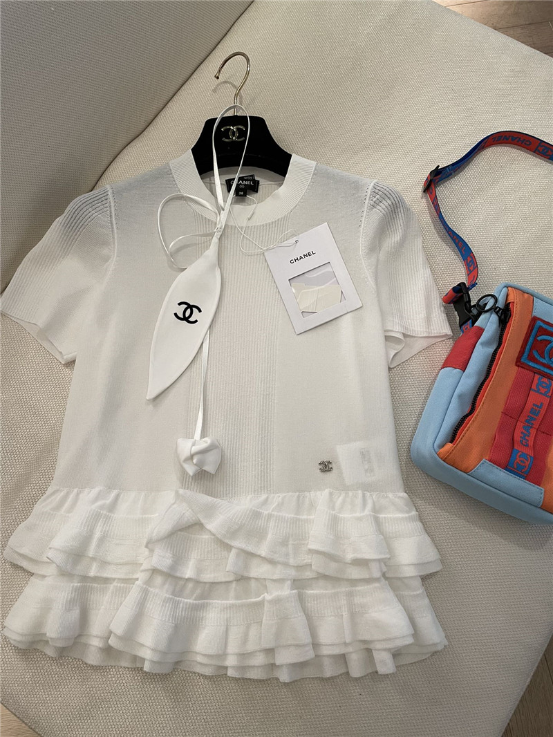 Chanel ruffle design short sleeves replica designer clothes