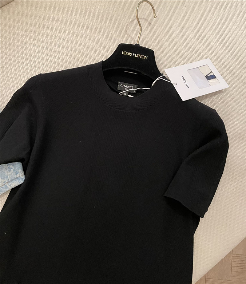 Ch**el ruffle design short sleeves replica designer clothes