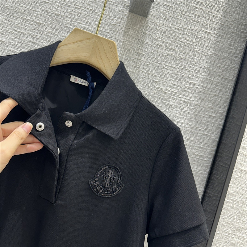 Moncler nylon patchwork polo shirt short sleeves replica clothing