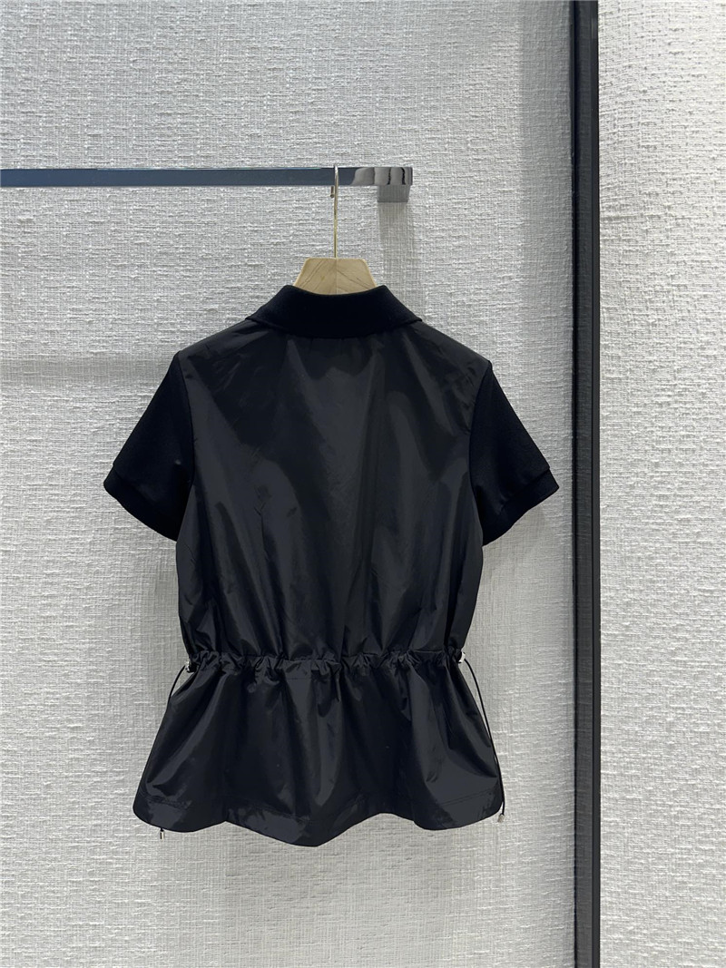 Moncler nylon patchwork polo shirt short sleeves replica clothing