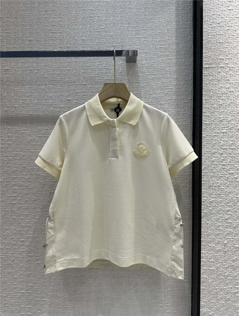 Moncler nylon patchwork polo shirt short sleeves replica clothing