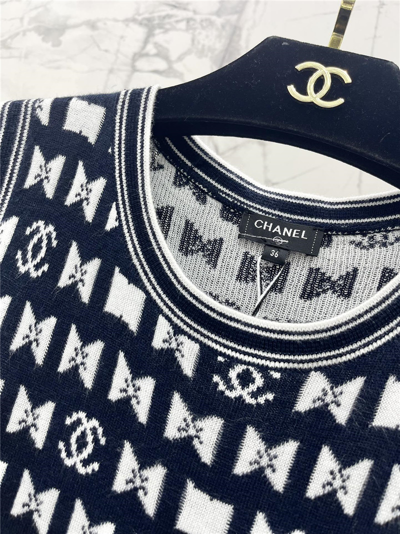 Ch**el bow print sleeveless knit dress replica d&g clothing