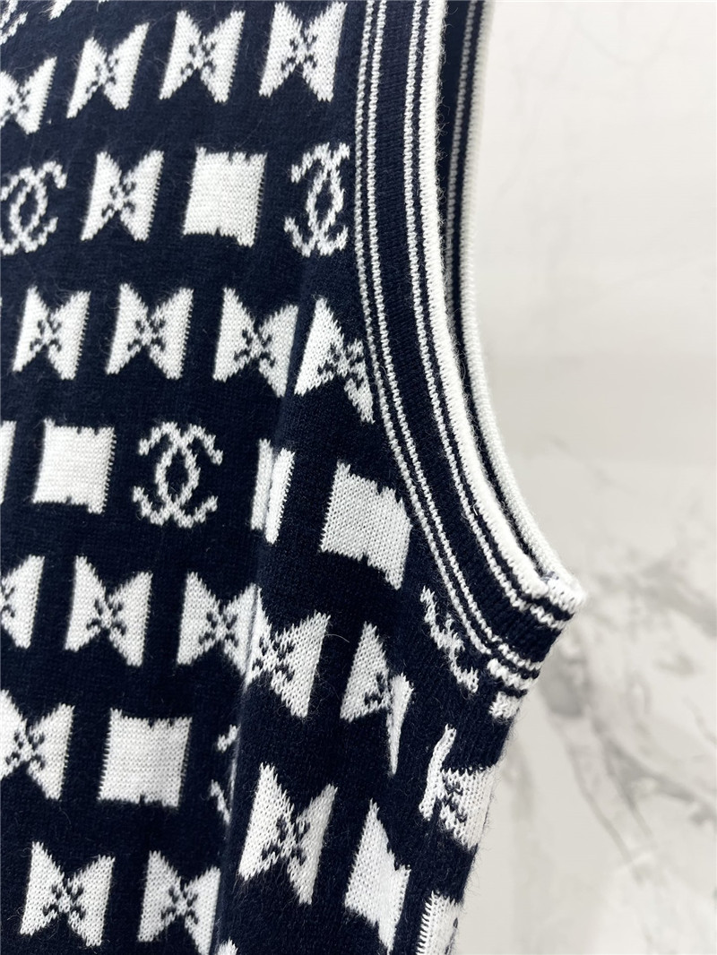 Ch**el bow print sleeveless knit dress replica d&g clothing