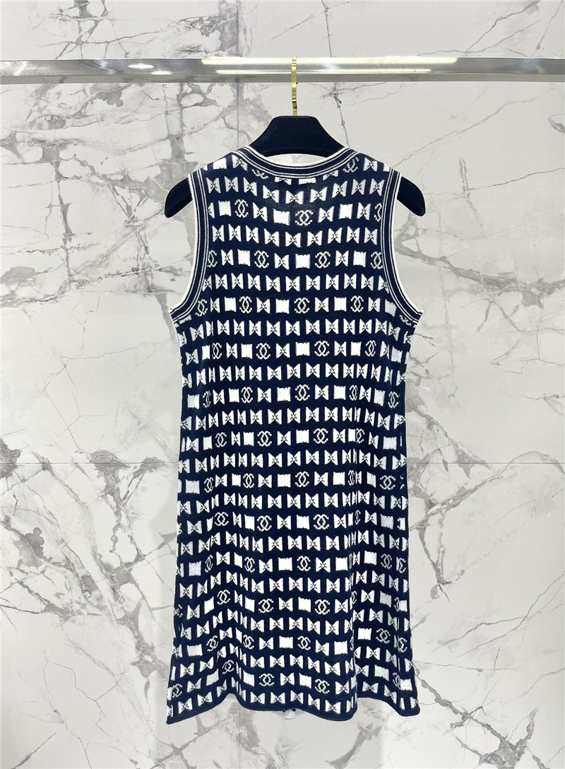 Ch**el bow print sleeveless knit dress replica d&g clothing