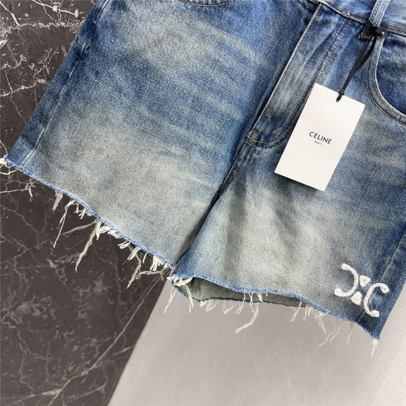 Ce1i*e logo embroidered denim shorts replica d&g clothing