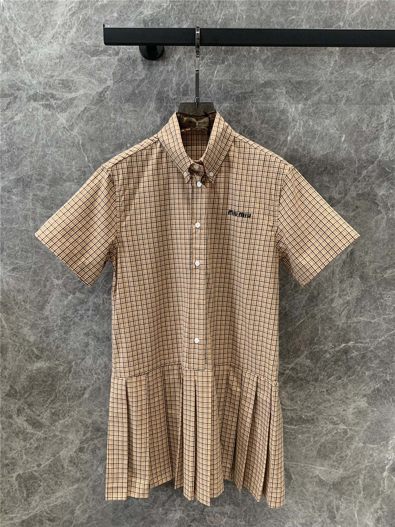 miumiu single-breasted pleated shirt dress replicas clothes