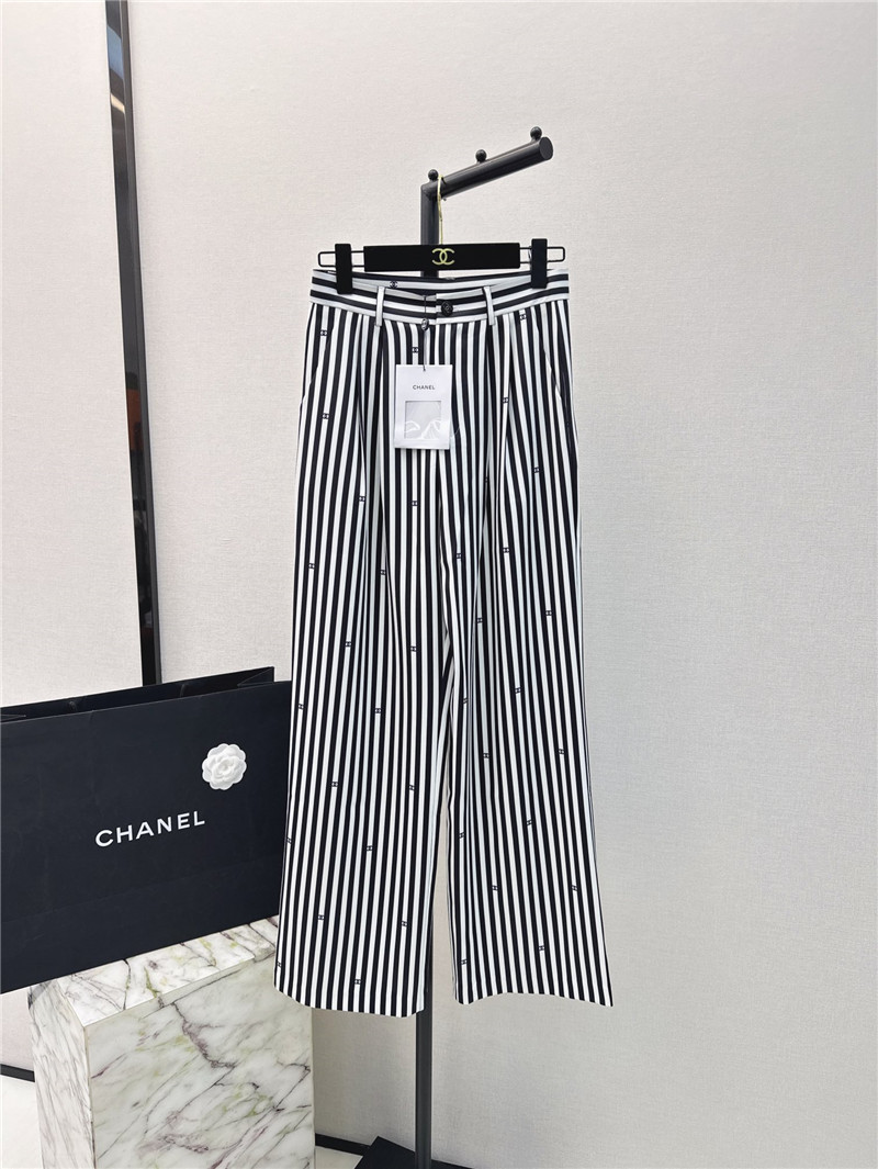 Chanel printed striped straight pants replica clothing