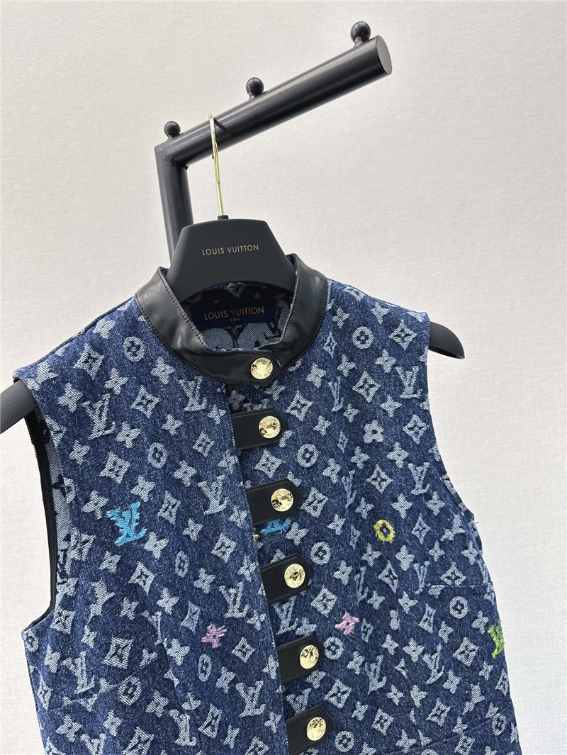 louis vuitton LV denim vest dress replica clothes
