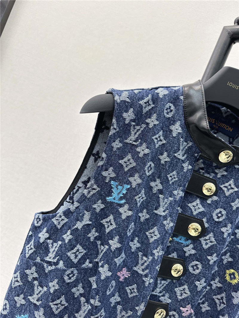 louis vuitton LV denim vest dress replica clothes