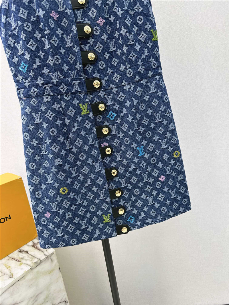 louis vuitton LV denim vest dress replica clothes