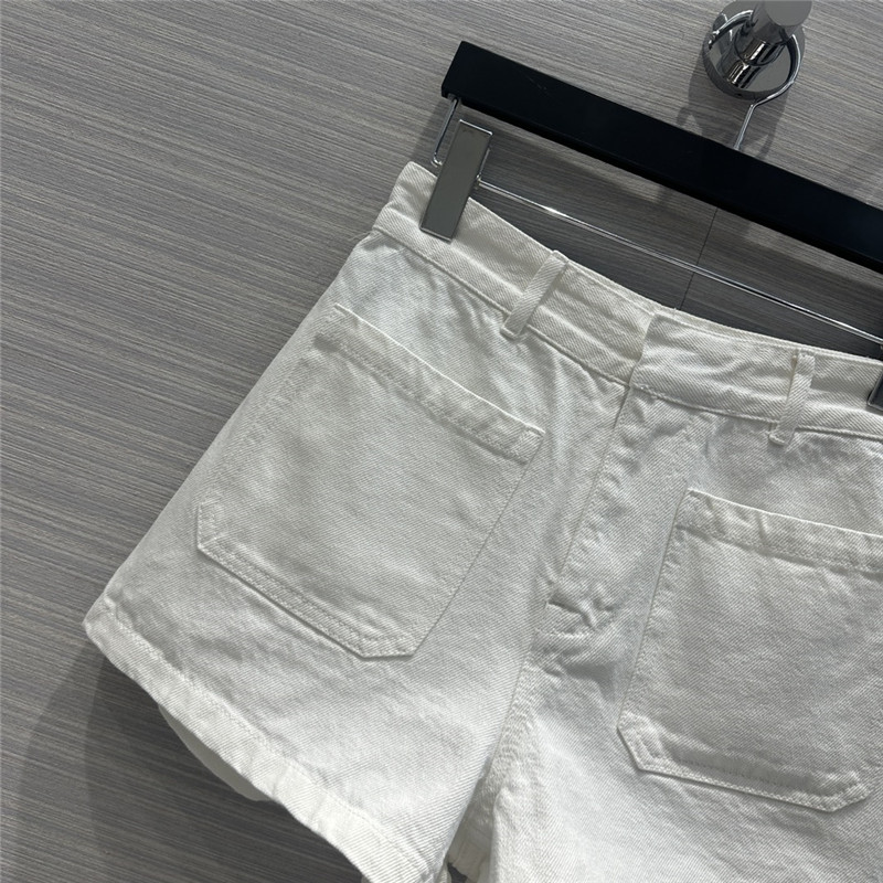 D10r straight white denim shorts replicas clothes
