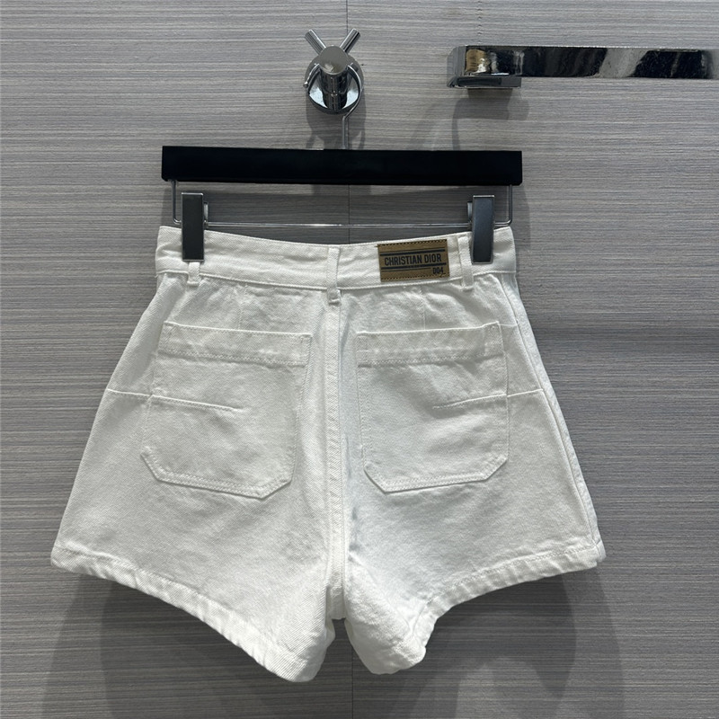 D10r straight white denim shorts replicas clothes