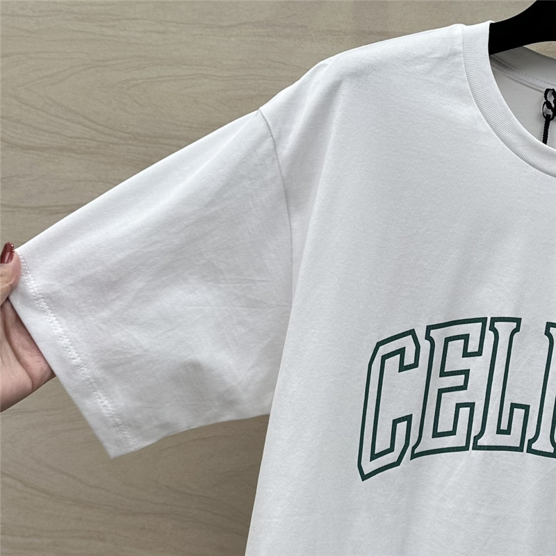 Ce1i*e letter logo printed white t-shirt replica clothing sites