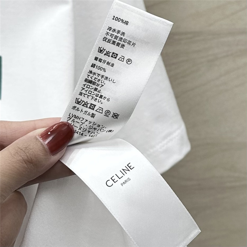Ce1i*e letter logo printed white t-shirt replica clothing sites