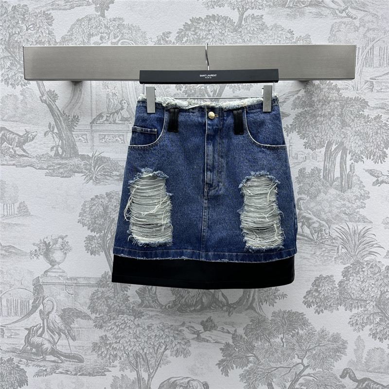 Fendi leather patchwork denim skirt replica d&g clothing