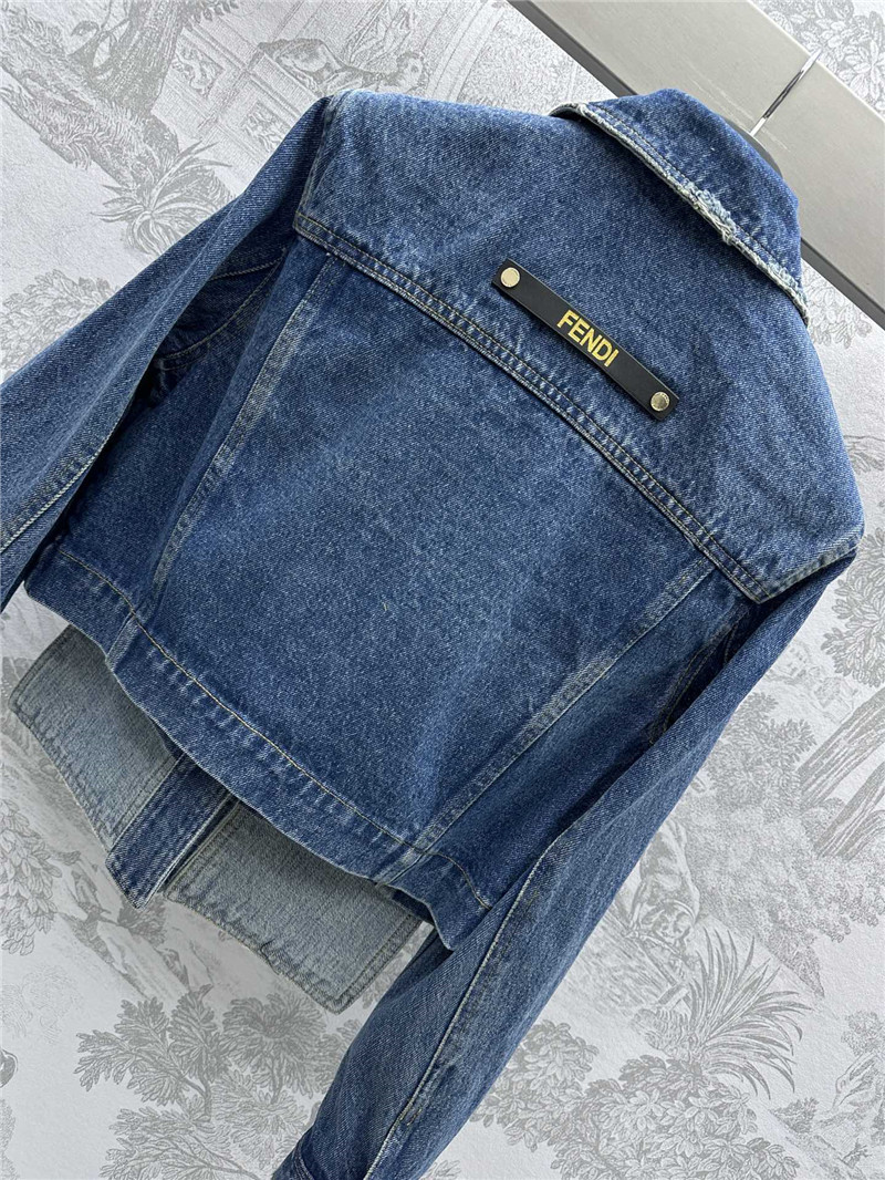 F**di patchwork leather denim jacket replica clothing sites