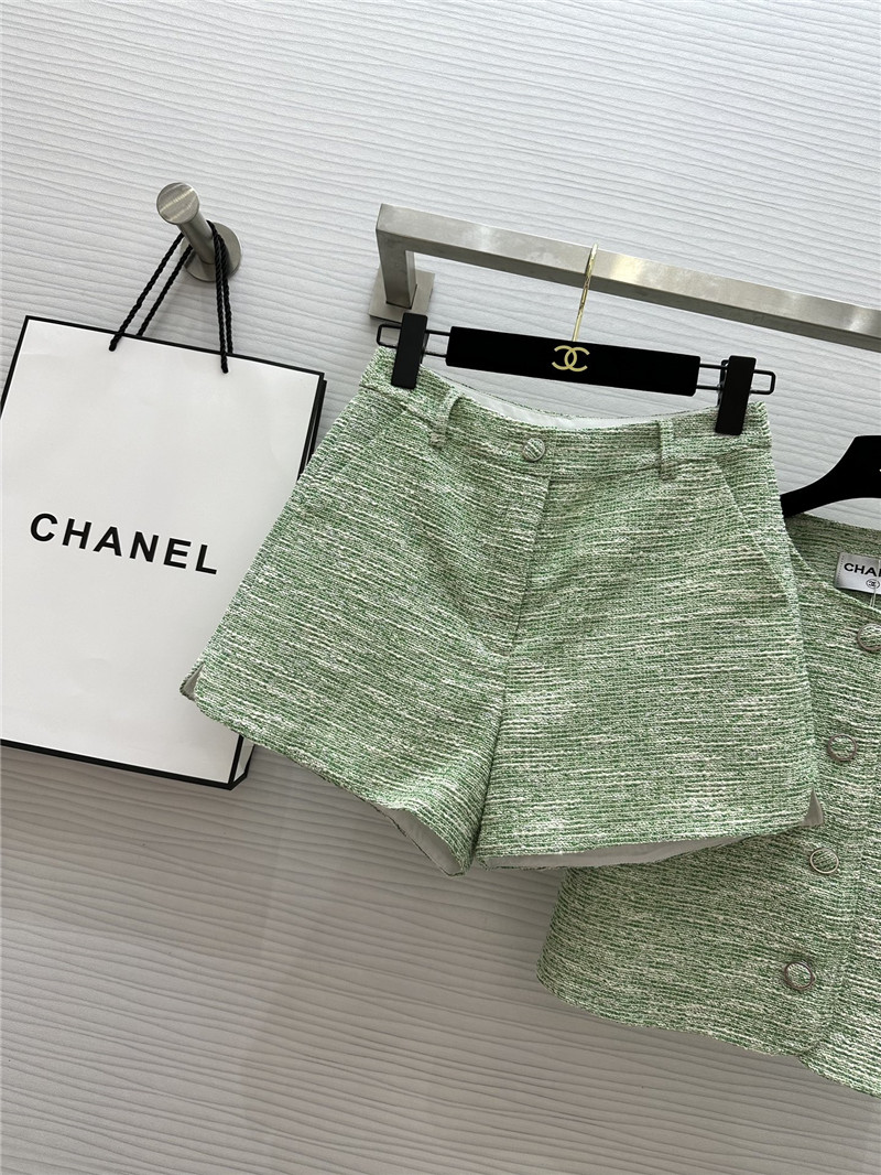 Ch**el soft tweed short-sleeved top + shorts replica clothes