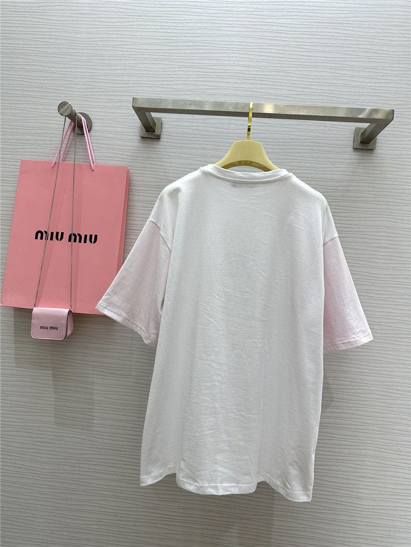 M1um1u beaded contrast color t-shirt replica clothes