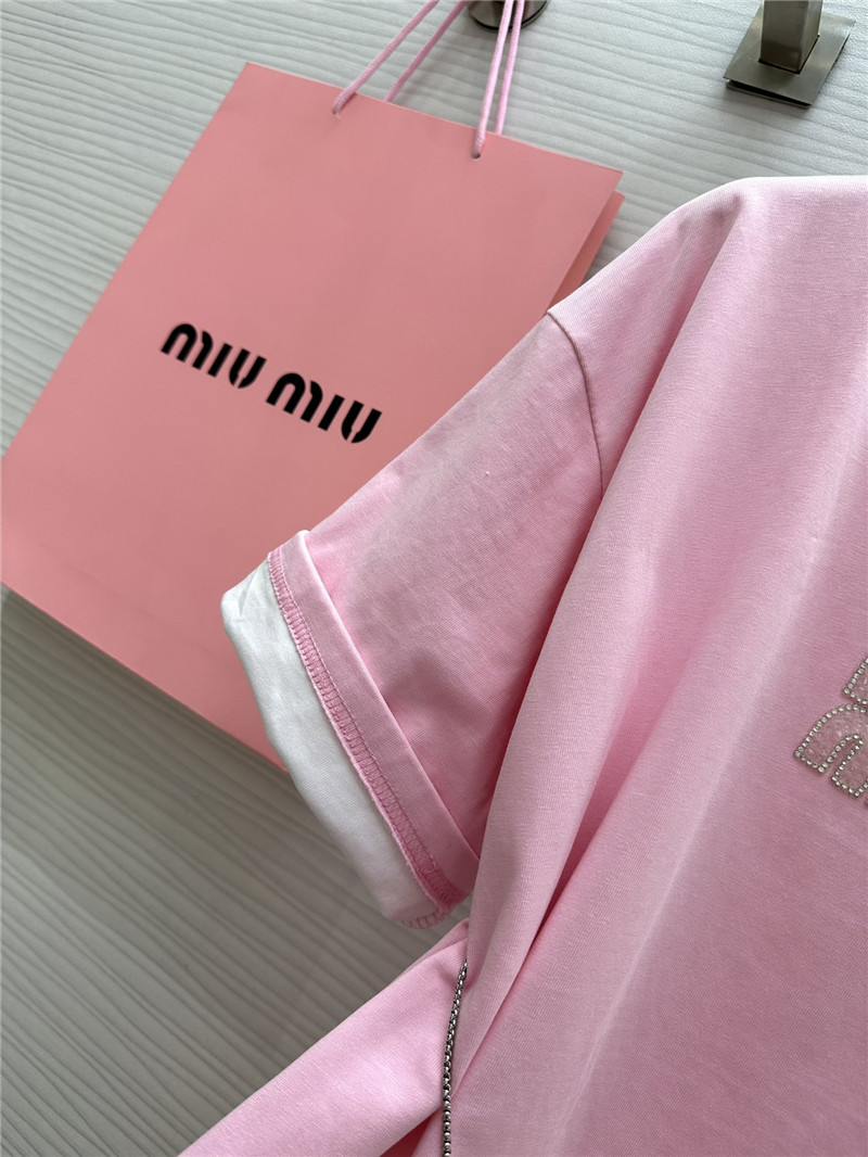 miumiu beaded contrast color T-shirt replica clothes