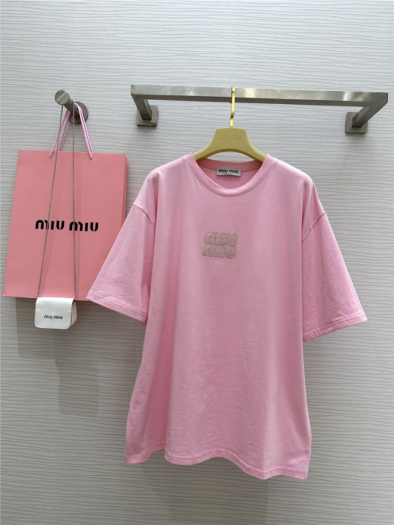 miumiu beaded contrast color T-shirt replica clothes