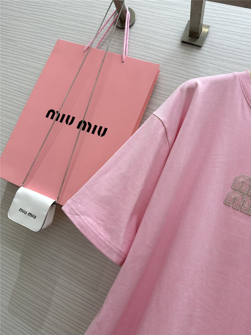 miumiu beaded contrast color T-shirt replica clothes