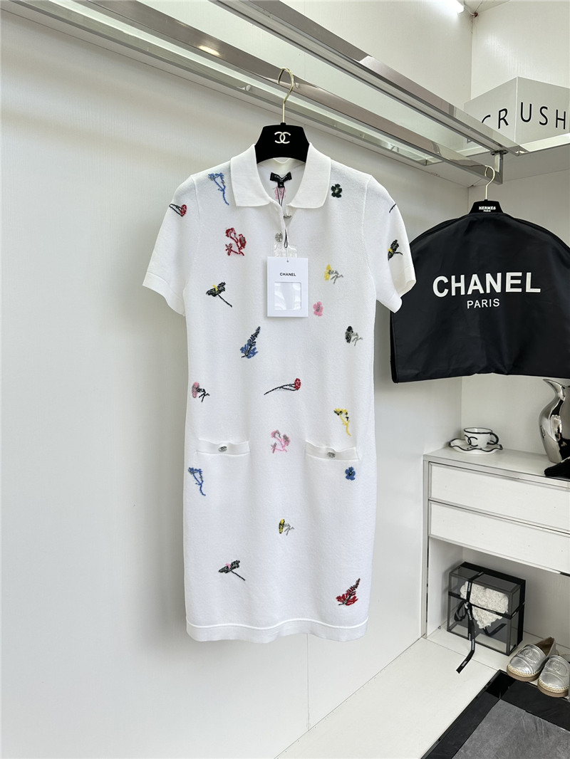 Chanel knitted polo collar dress replica clothes